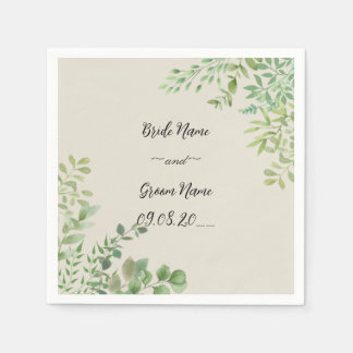 Personalized Wedding Napkins with Names & Date |
