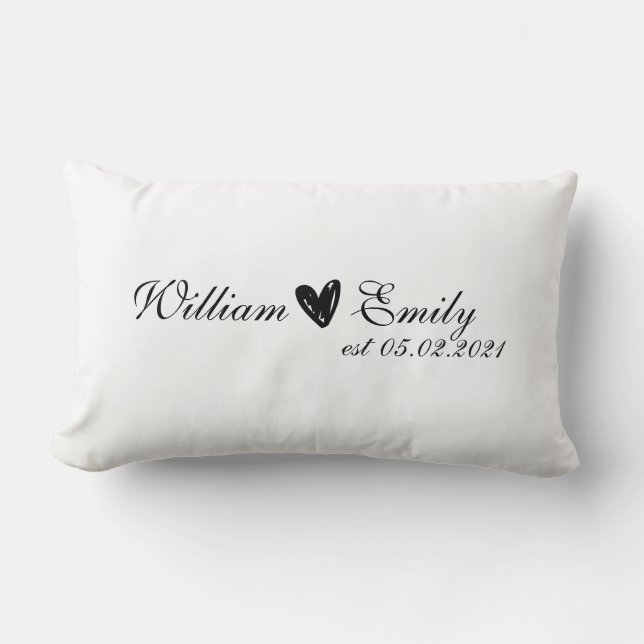 Personalized Wedding Newlywed Gift Lumbar Pillow (Front)