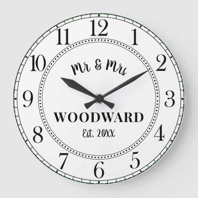 Personalized Wedding Newlyweds Large Clock (Front)