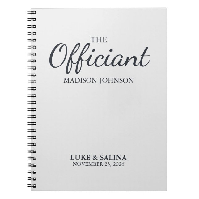 Personalized Wedding Officiant Ceremony Notebook (Front)