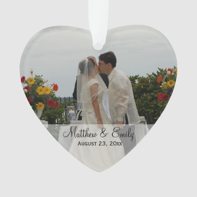 Personalized Wedding or Engagement Photo Ornament (Front)