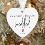 Personalized Wedding  Ornament<br><div class="desc">Modern minimalist engagement heart shaped ornament gift for the prospective bride and groom. Modern minimalist engagement with signature red heart.</div>