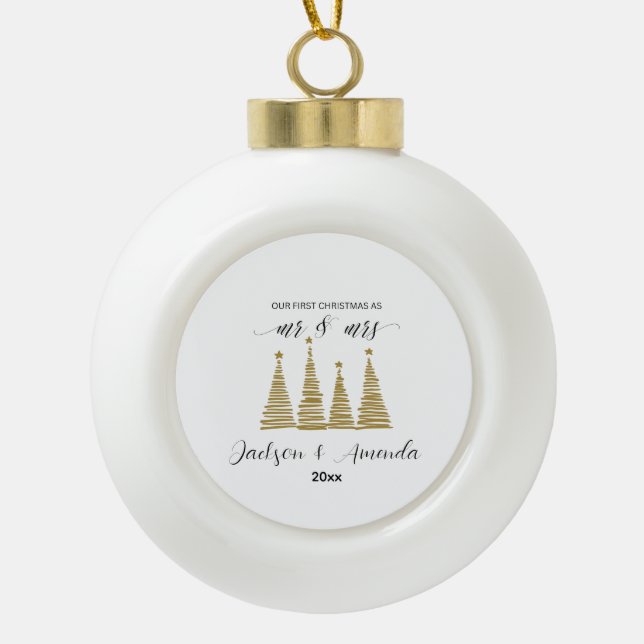 Personalized Wedding Ornament with Names & Year (Front)