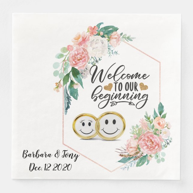 Personalized Wedding Paper Dinner Napkins (Front)