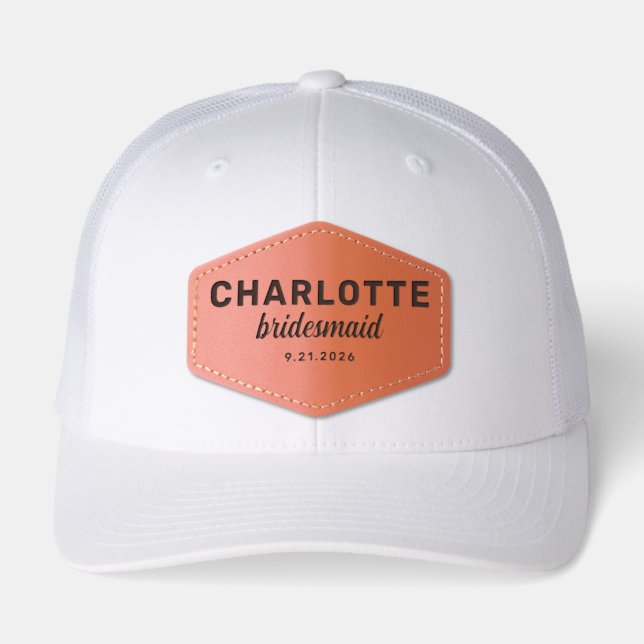 Personalized Wedding Party Bachelorette Party Leather Patch Hat (Front)