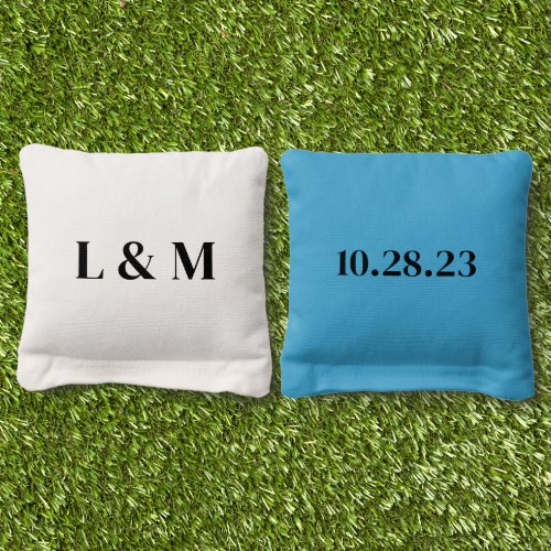 Personalized Wedding Party Couples Initials  Date Cornhole Bags