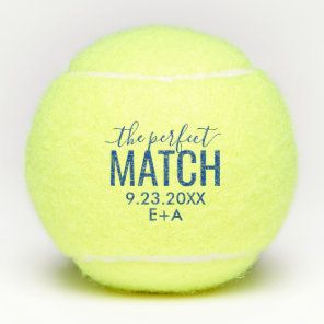 Personalized Wedding Perfect Match Blue Tennis Balls
