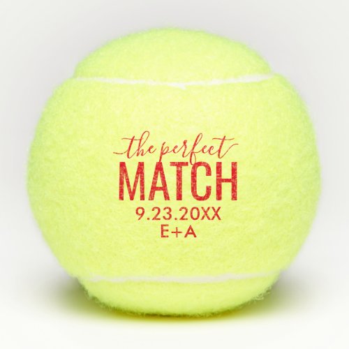 Personalized Wedding Perfect Match Red Tennis Balls