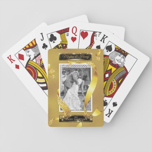 Personalized Wedding Photo 50th Golden Anniversary Playing Cards
