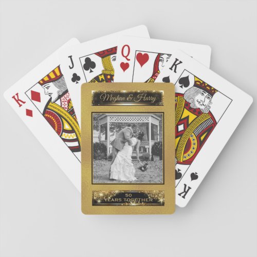 Personalized Wedding Photo 50th Golden Anniversary Poker Cards