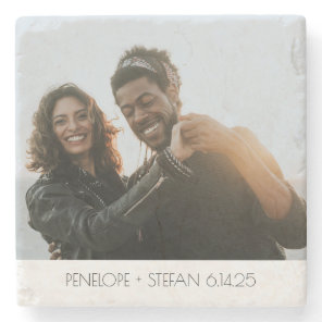 Personalized Wedding Photo Anniversary Keepsake Stone Coaster