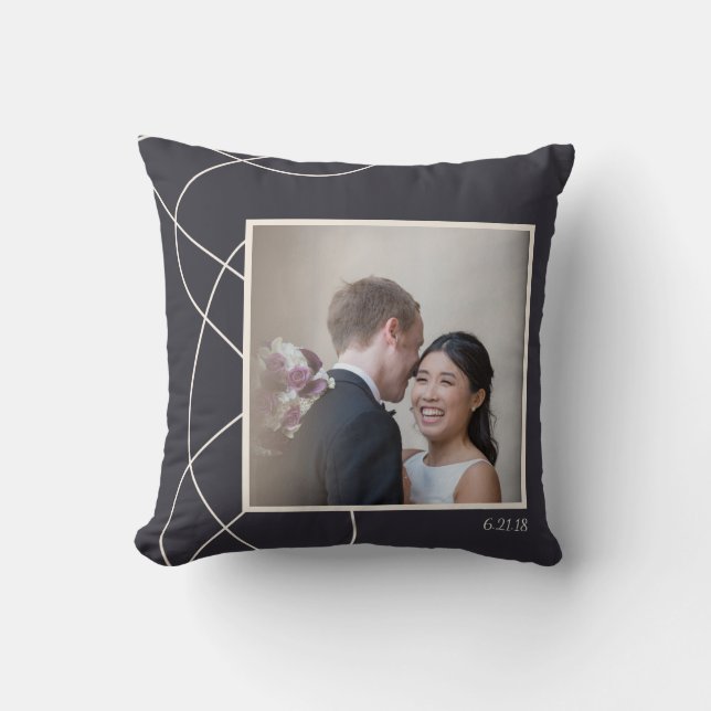 Personalized Wedding Photo Anniversary Keepsake Throw Pillow (Front)