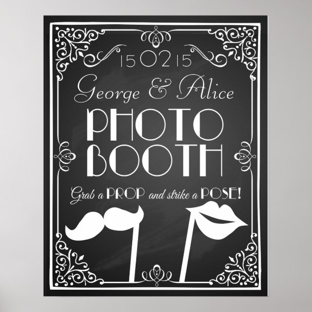 Chalk Style Pick A Prop Photobooth Personalised Wedding Sign 