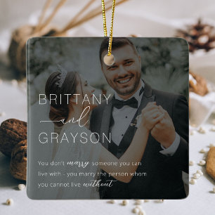 Personalized Wedding Photo Christmas Ceramic Ornament