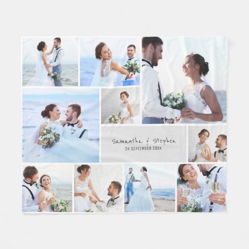 Personalized wedding photo collage blanket