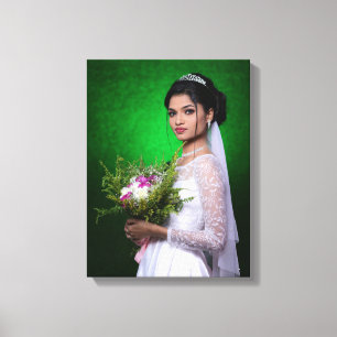 Personalized Wedding Photo Collage Elegant Framed Canvas Print