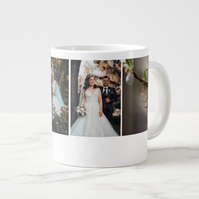 Personalized Wedding Photo Collage Giant Coffee Mug (Front Right)