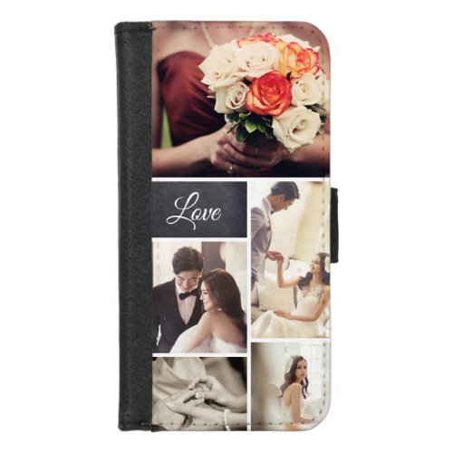 Personalized wedding photo collage love script iPhone 87 wallet case