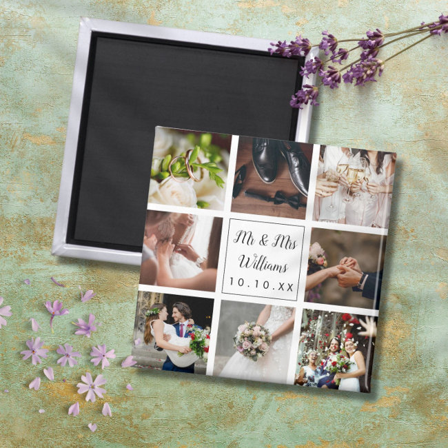 Personalized Wedding Photo Collage Magnet