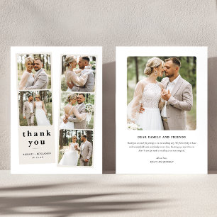 Personalized Wedding Photo Collage Modern Thank You Card