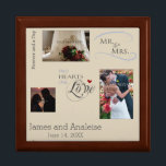 Personalized Wedding Photo Collage w/ CustomText Keepsake Box<br><div class="desc">Keep the memories of your special day close with this photo collage featuring room for 3 of your favorite wedding photos,  personalized with your names!  A soft tan background looks great with many different decors.  Makes a unique gift that will truly be treasured.</div>
