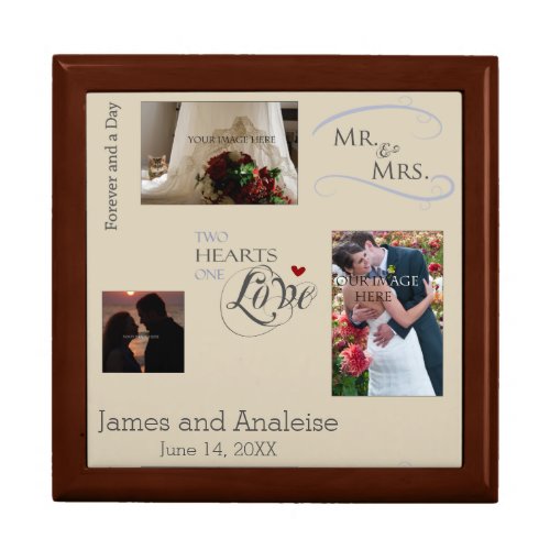 Personalized Wedding Photo Collage w CustomText Keepsake Box