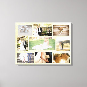 Personalized Wedding Photo Collage Wall Art Cream