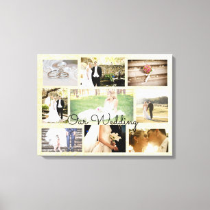 Personalized Wedding Photo Collage Wall Art Cream