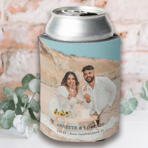 Personalized Wedding Photo | Couple Names & Date Can Cooler