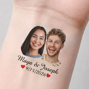 Personalized Wedding Photo Custom Names & Date Temporary Tattoos