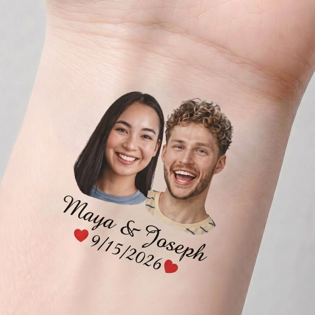 Personalized Wedding Photo Custom Names & Date  Temporary Tattoos (Creator Uploaded)