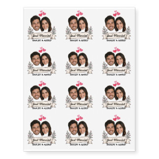 Personalized Wedding Photo Custom Names & Text Temporary Tattoos