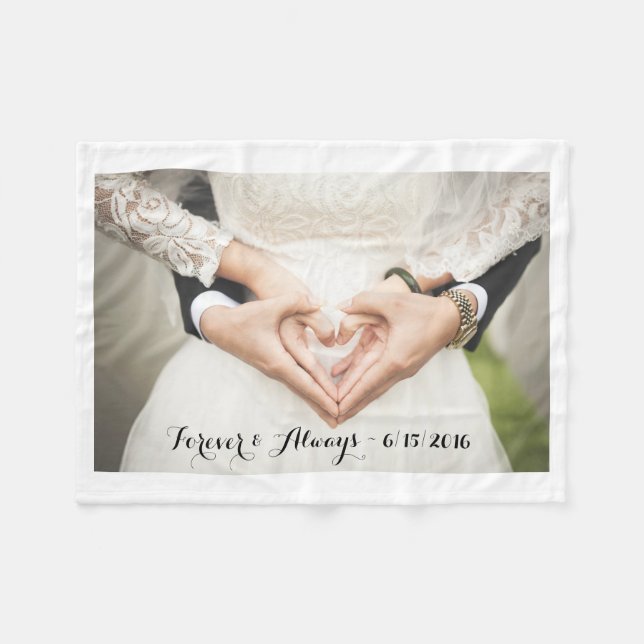 Personalized Wedding Photo Forever & Always Fleece Blanket (Front (Horizontal))