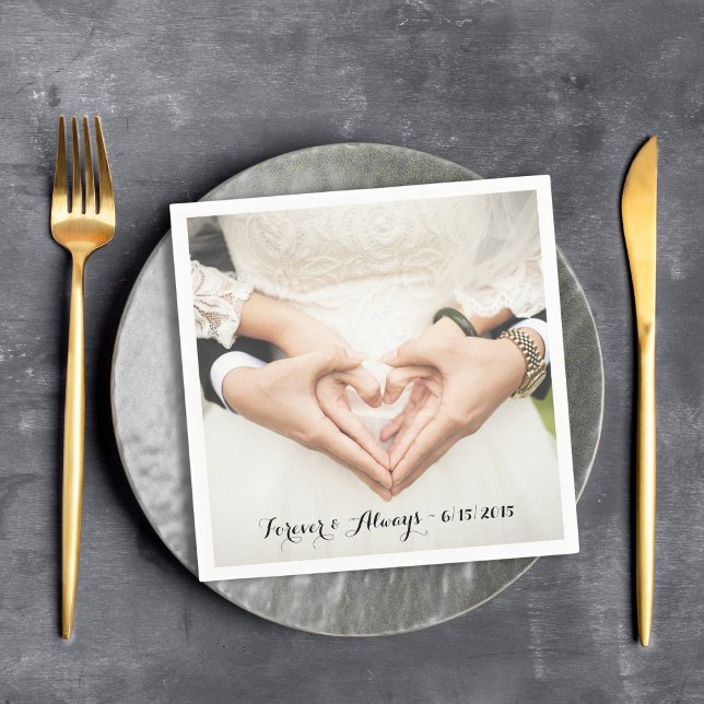 Personalized Wedding Photo Forever & Always Napkins (Creator Uploaded)