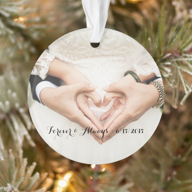 Personalized Wedding Photo Forever & Always Ornament (Tree)
