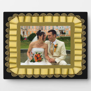 Personalized Wedding Photo Gold Lace Ribbon Frame