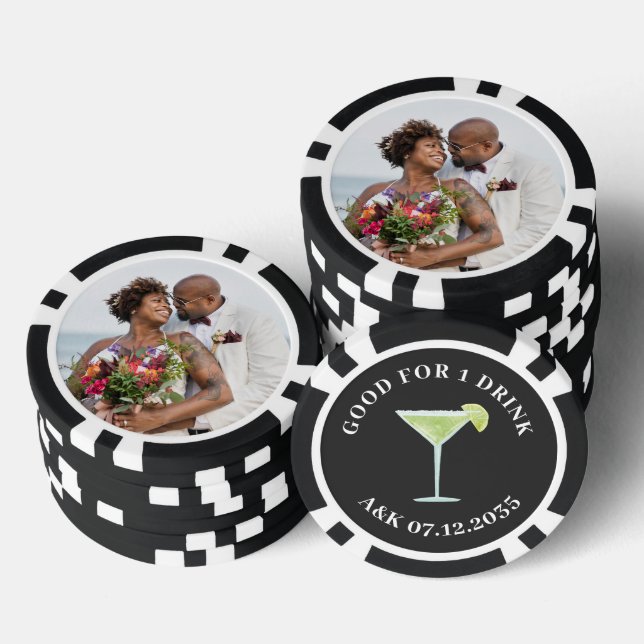 Personalized Wedding Photo Good For One Drink Poker Chips (Stack)