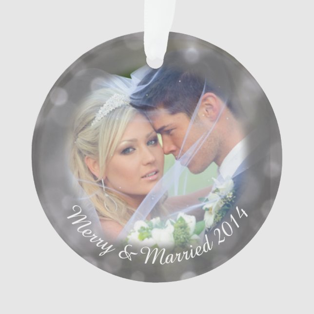 Personalized Wedding Photo Holiday Ornament (Front)