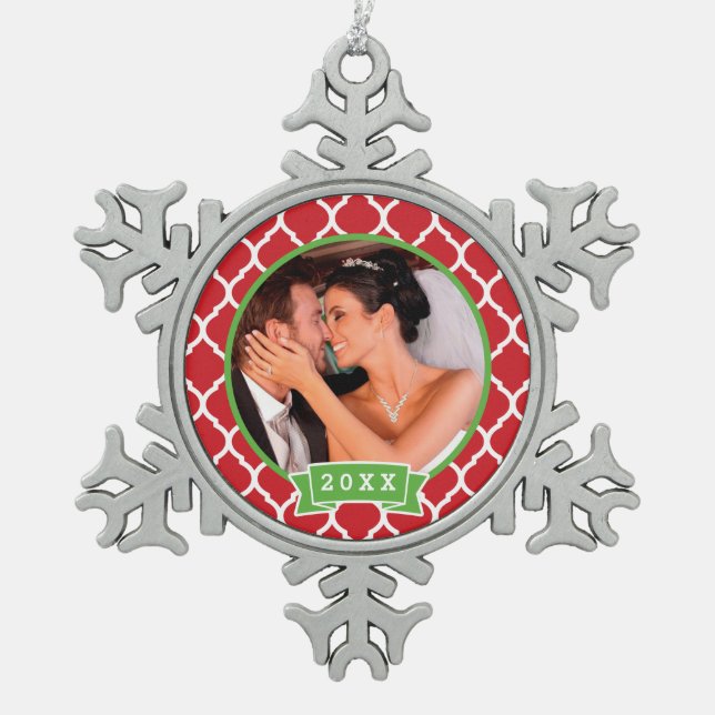 Personalized Wedding Photo Keepsake Ornament (Front)