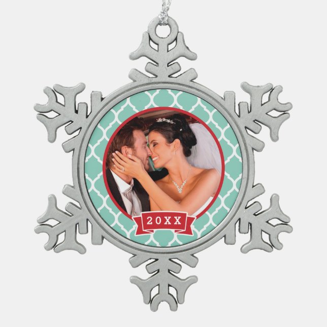Personalized Wedding Photo Keepsake Ornament (Front)