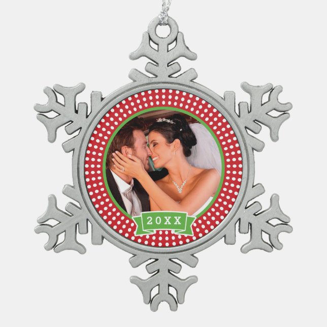Personalized Wedding Photo Keepsake Ornament (Front)