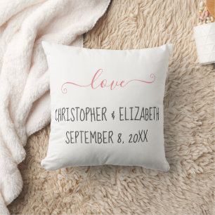 Personalized Wedding Photo Love Names & Date Gift Throw Pillow