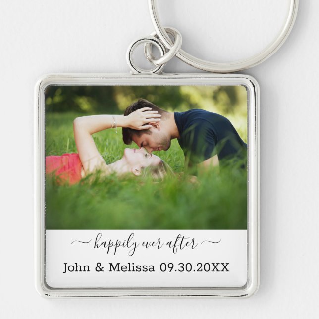 Personalized Wedding Photo Marriage Quote Keychain (Front)