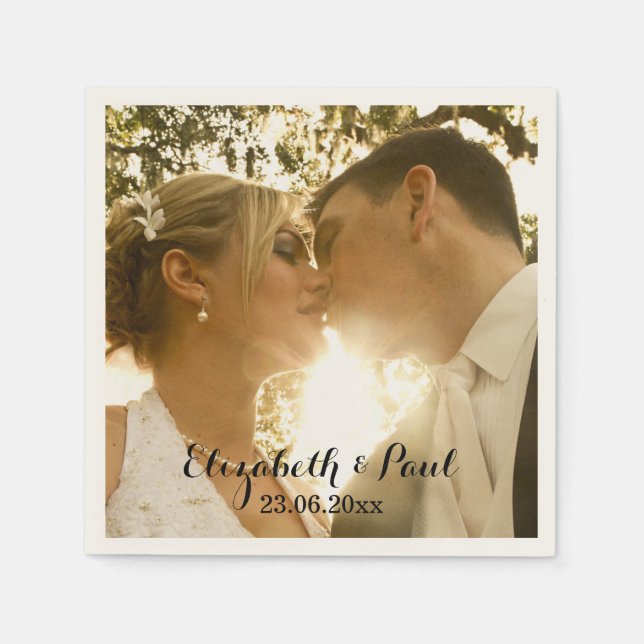 Personalized Wedding Photo Monogram Paper Napkins (Front)