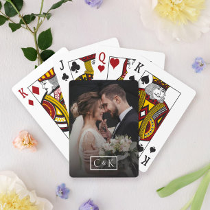 Personalized Wedding Photo Monogram Poker Cards
