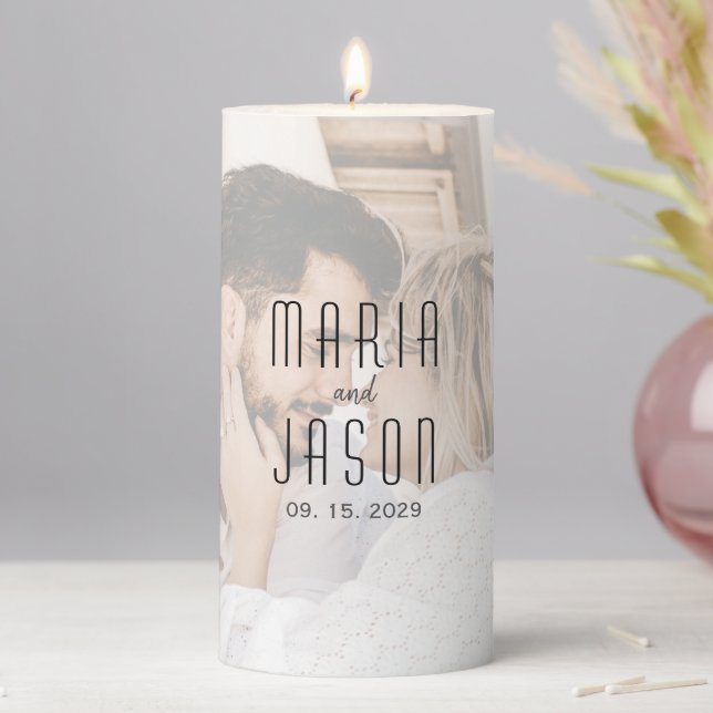 Personalized Wedding Photo Pillar Candle (In Situ)