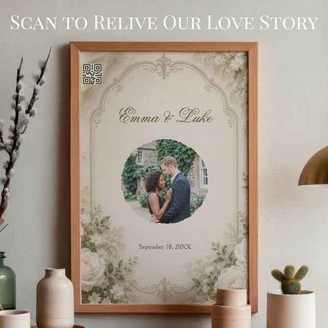 Personalized Wedding Photo Poster with Custom QR (Personalized wedding poster with custom QR code photo sign for reception and wedding decor)