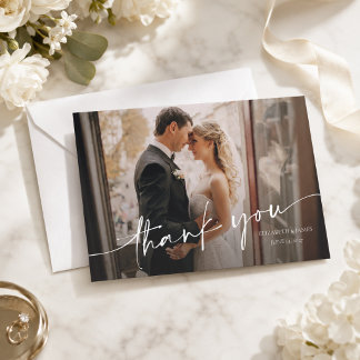 Personalized Wedding Photo Script Design Thank You Card