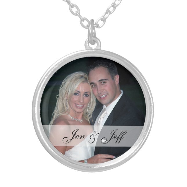 Personalized Wedding Photo Silver Plated Necklace (Front)