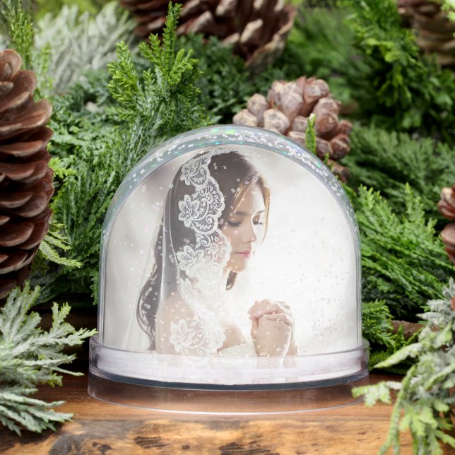 Personalized Wedding Photo Snow Globes (Winter)